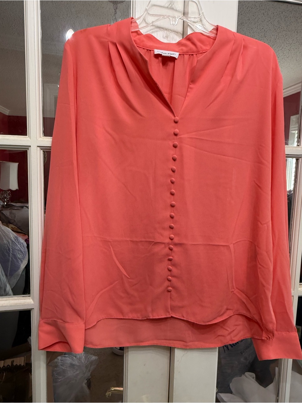 Calvin Klein Coral Button-Front Blouse
